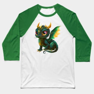 Cute Green-gold Baby Dragon Baseball T-Shirt